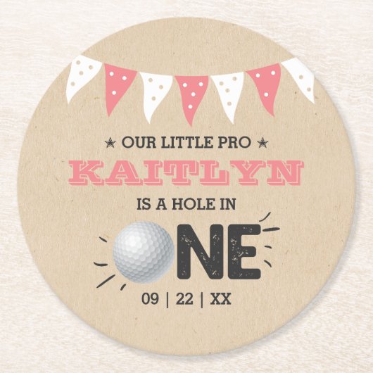 ホールインワンガールズゴルフ1stバースデーパーティー ラウンドペーパーコースター (正面)