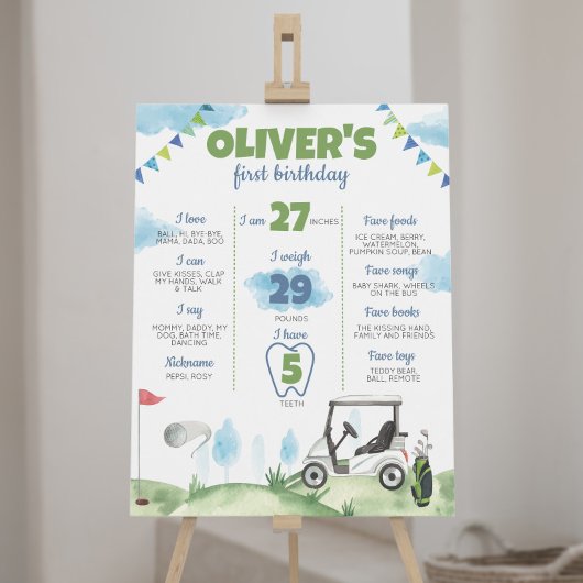 ホールインワンゴルフテーマ1stバースデーマイルストーンサイン ポスター