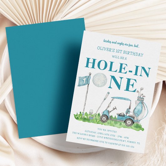 ホールインワンゴルフパルティーボーイ1歳の誕生日 招待状