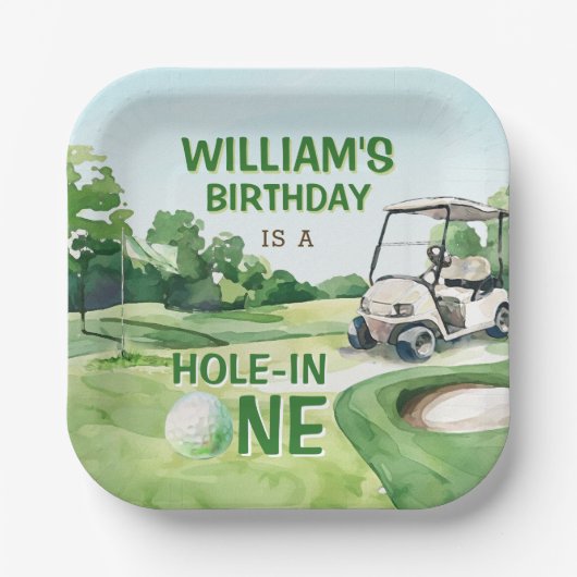 ホールインワンゴルフパルティー1回目の誕生日 ペーパープレート (正面)