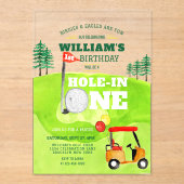 ホールインワンゴルフパルティー1歳の誕生日招待状 アクリル招待状 (正面)