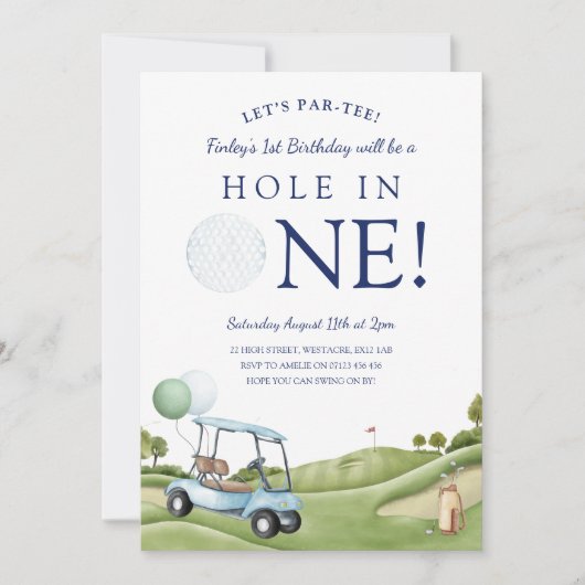 ホールインワンゴルフパルティー1st第1誕生日 招待状 (正面)