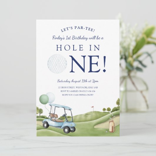 ホールインワンゴルフパルティー1st第1誕生日 招待状 (スタンド正面)
