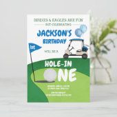 ホールインワンゴルフパーティー1歳の誕生日招待状 招待状 (スタンド正面)