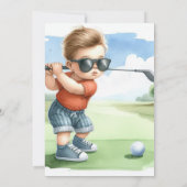 ホールインワンゴルフパー – ティー1歳の誕生日ボーイ 招待状 (裏面)