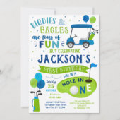 ホールインワンゴルフファースト誕生日パーティー招待状 招待状 (正面)