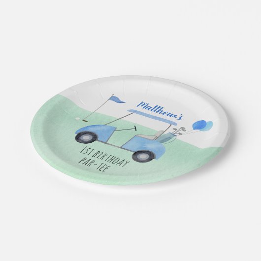 ホールインワンゴルフファースト誕生日パーティー ペーパープレート (アングル)