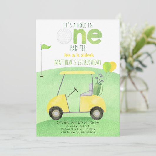 ホールインワンゴルフファースト誕生日 招待状 (スタンド正面)
