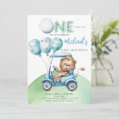 ホールインワンゴルフボーイのファーストバースデー パーティーライオン 招待状 (スタンド正面)