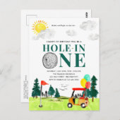 ホールインワンゴルフボーイゴルフPar-Tee 1st誕生日 ポストカード (正面/裏面)