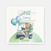 ホールインワンゴルフボーイファースト誕生日パルティーベア スタンダードカクテルナプキン (正面)