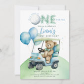 ホールインワンゴルフボーイファースト誕生日パルティーベア 招待状 (正面)