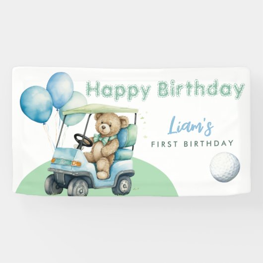 ホールインワンゴルフボーイファースト誕生日パー – ティーバナー 横断幕 (横)