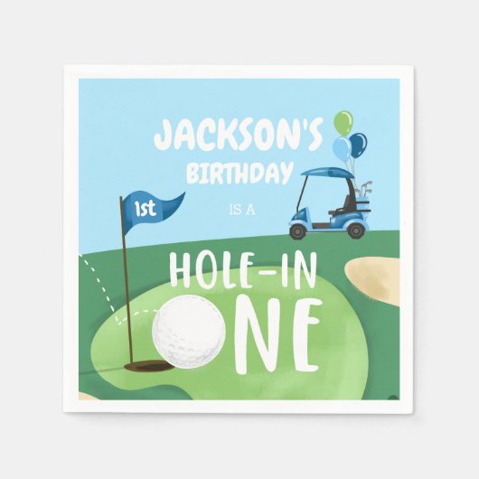 ホールインワンゴルフボーイファースト誕生日パー – ティー スタンダードカクテルナプキン (正面)