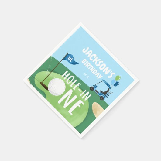 ホールインワンゴルフボーイファースト誕生日パー – ティー スタンダードカクテルナプキン (角)
