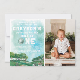 ホールインワンゴルフボーイファースト誕生日パー – ティー 招待状