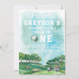 ホールインワンゴルフボーイファースト誕生日パー – ティー 招待状