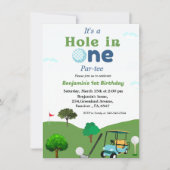 ホールインワンゴルフボーイ最初の誕生日のパーティー 招待状 (正面)