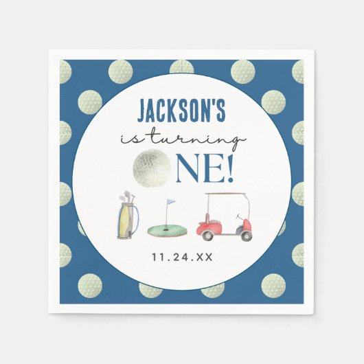 ホールインワンゴルフボーイ誕生日 スタンダードカクテルナプキン (正面)