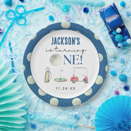 ホールインワンゴルフボーイ誕生日 ペーパープレート (パーティー)