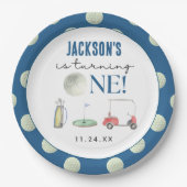 ホールインワンゴルフボーイ誕生日 ペーパープレート (正面)