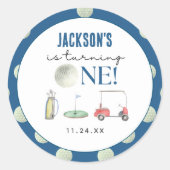 ホールインワンゴルフボーイ誕生日 ラウンドシール (正面)