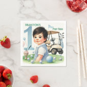 ホールインワンゴルフボーイ1stパーティー誕生日 スタンダードカクテルナプキン (インサイチュ)