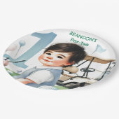 ホールインワンゴルフボーイ1stパーティー誕生日 ペーパープレート (アングル)