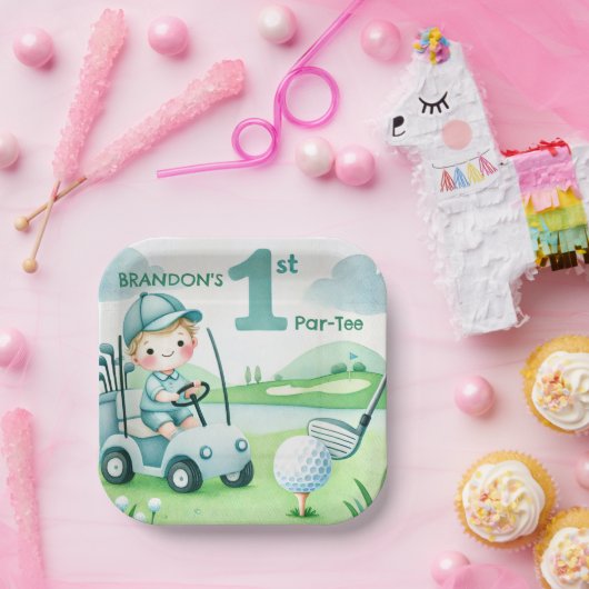 ホールインワンゴルフボーイ1stパーティー誕生日 ペーパープレート (パーティー)