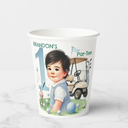ホールインワンゴルフボーイ1stパーティー誕生日 紙コップ (正面)