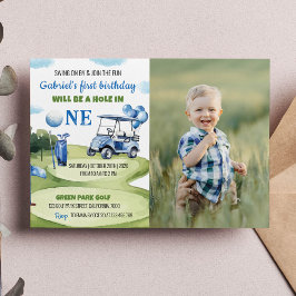 ホールインワンゴルフボーイ1st誕生日招待状 招待状