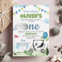 ホールインワンゴルフボーイ1st誕生日招待状
