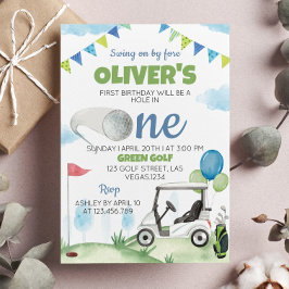 ホールインワンゴルフボーイ1st誕生日招待状 招待状