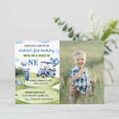 ホールインワンゴルフボーイ1st誕生日招待状 招待状 (スタンド正面)