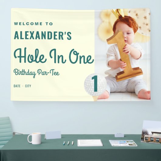 ホールインワンゴルフマスターズ1stバースデーウェルカムサイン 横断幕 (トレードショー)