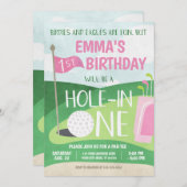 ホールインワンゴルフ招待状ガールファースト誕生日 招待状 (正面/裏面)