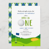 ホールインワンゴルフ第1誕生日パーティの招待状 招待状 (正面/裏面)