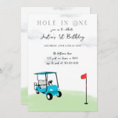 ホールインワンゴルフ誕生日パーティーへの招待 招待状 (正面/裏面)