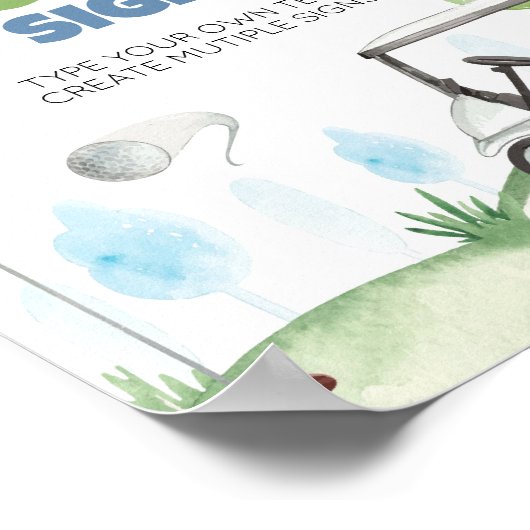 ホールインワンゴルフ誕生日パーティーテーブルサイン ポスター (角)