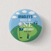 ホールインワンゴルフ1回目の誕生日 缶バッジ (正面)