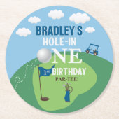 ホールインワンゴルフ1st誕生日パーティー ラウンドペーパーコースター (正面)