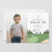ホールインワンゴルフ 1歳の誕生日写真 招待状 (正面)