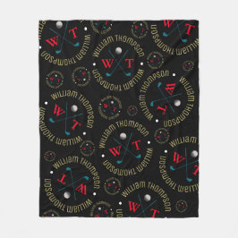 ホールインワンスポーツゴルフクラブ模様ブラック フリースブランケット