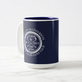 ホールインワンネイビーブルーゴパーソナライズされたルフ ツートーンマグカップ (正面左)