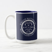ホールインワンネイビーブルーゴパーソナライズされたルフ ツートーンマグカップ (左)