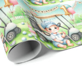 ホールインワンバースデーゴルフボーイウォーター色 ラッピングペーパー (ロールコーナー)