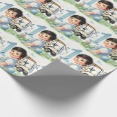 ホールインワンバースデーゴルフボーイウォーター色 ラッピングペーパー (角)