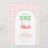 ホールインワンパーティーガールズワンバースデー招待状 招待状 (正面/裏面)