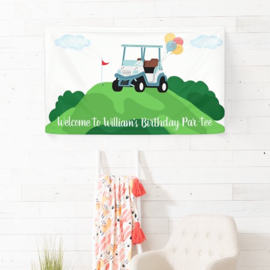 ホールインワンパーティーゴルフ最初の誕生日へようこそ 横断幕 (インサイチュ)