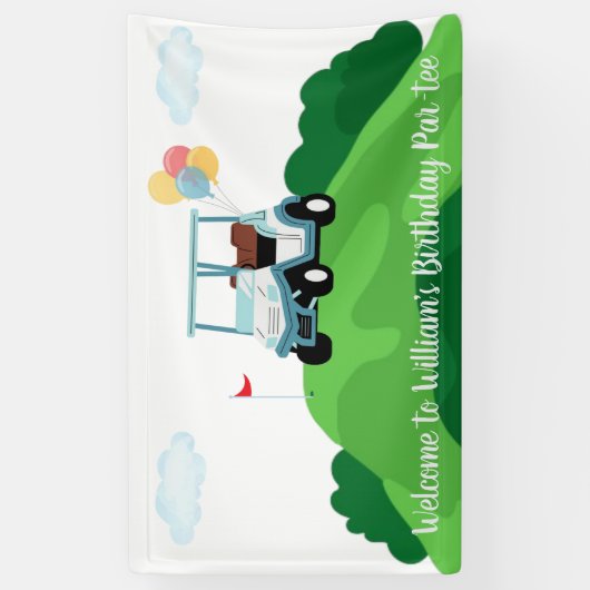 ホールインワンパーティーゴルフ最初の誕生日へようこそ 横断幕 (縦)